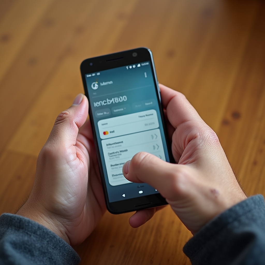 Close-up of senior hands navigating a mobile banking application on a smartphone